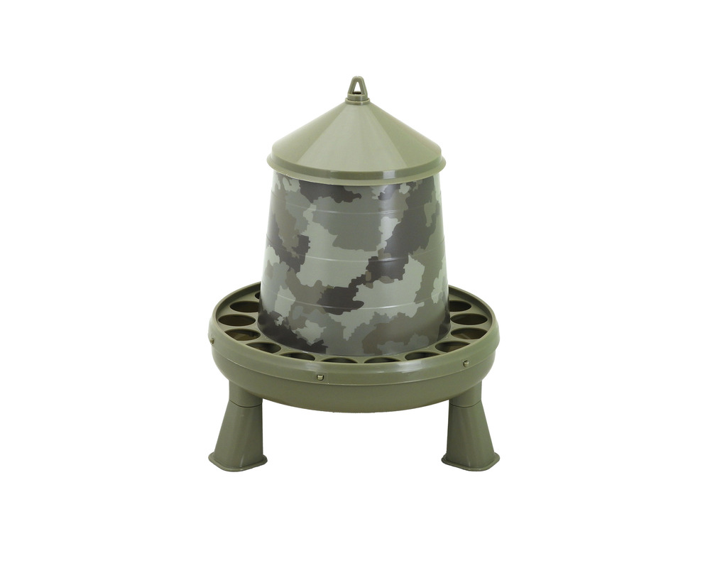 Mangeoire camouflage nature 4 kg sur pieds volailles, gibiers