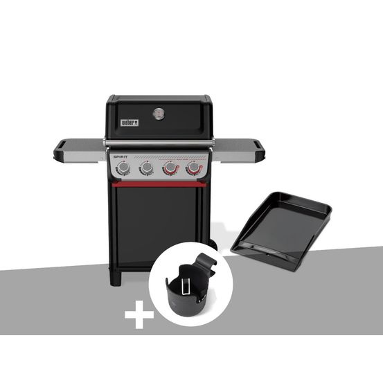 Barbecue à gaz spirit e-425 mix plancha émaillée + support pour boisson