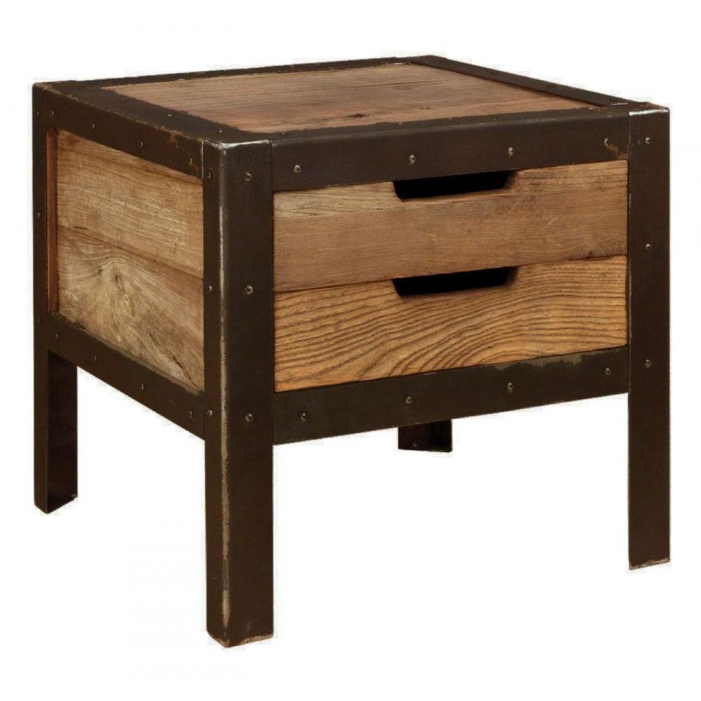 Table de chevet 2 tiroirs bois marron - interior's