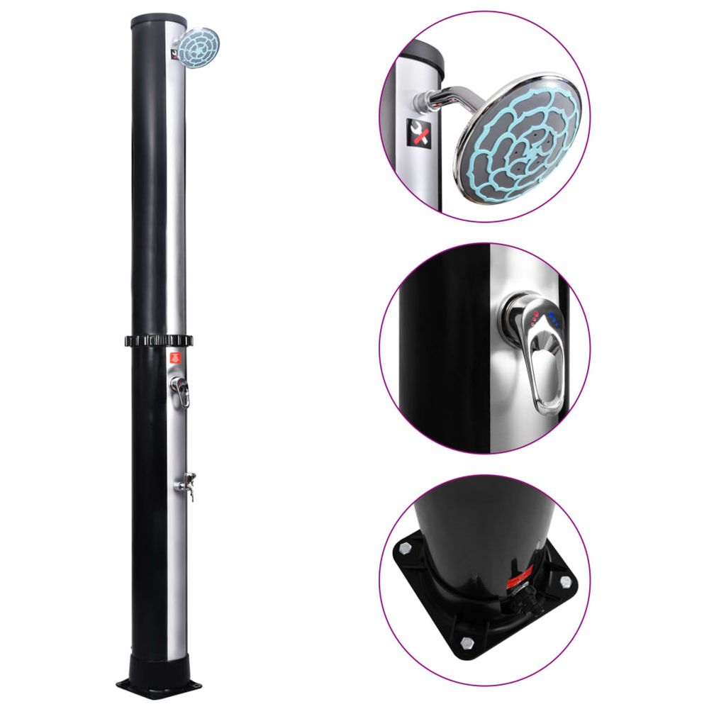 Douche solaire d'extérieur avec pomme de douche et robinet 40 l