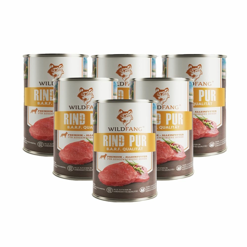 Wildfang - aliment humide pur pour boeuf - qualité barf - 6 x 400 g