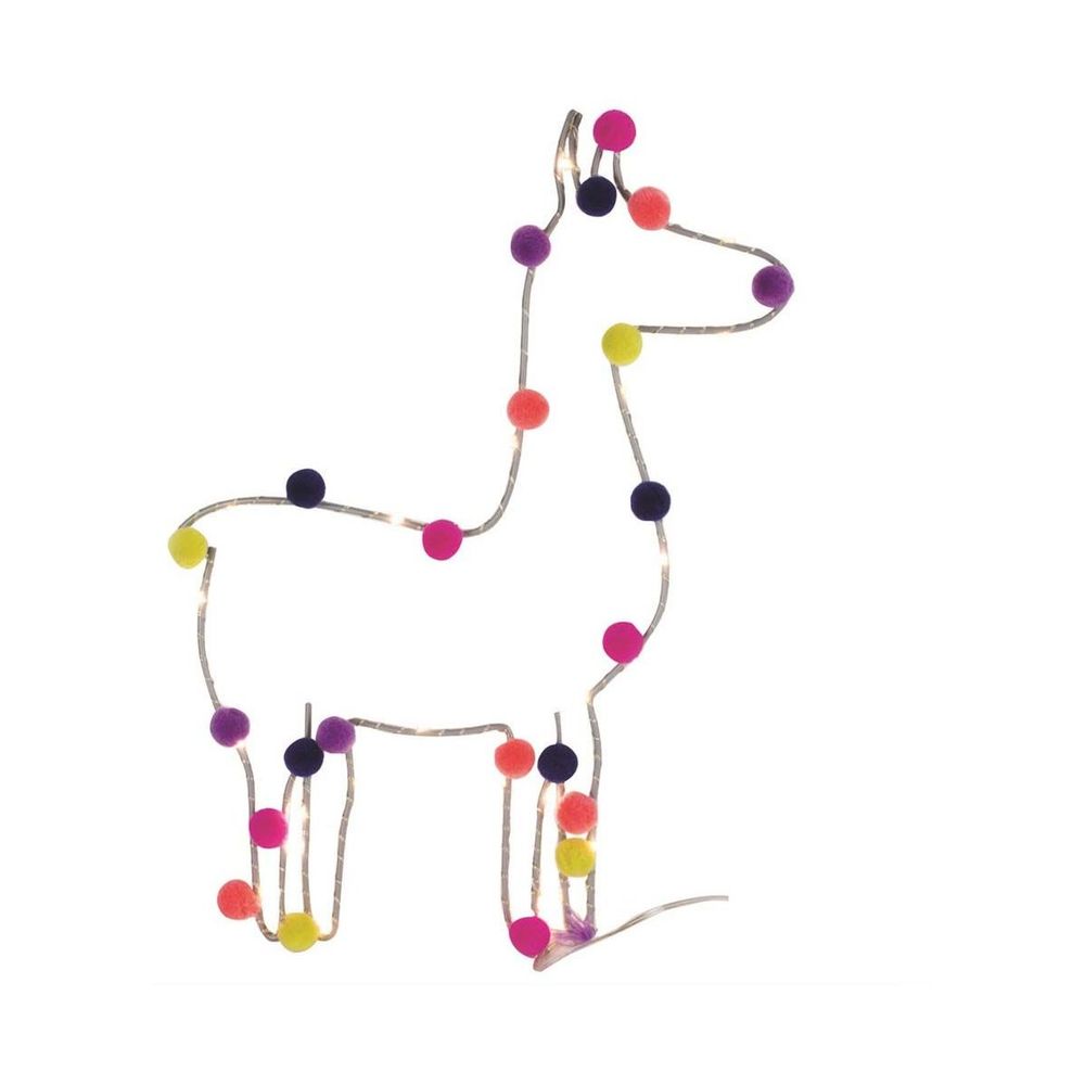 Lama avec pompons lumineux 33 cm