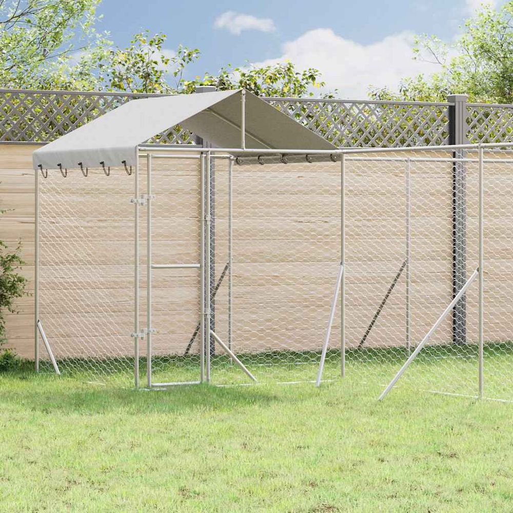 Chenil extérieur pour chien en acier galvanisé avec toit pour jardin 10x6x2,5 m