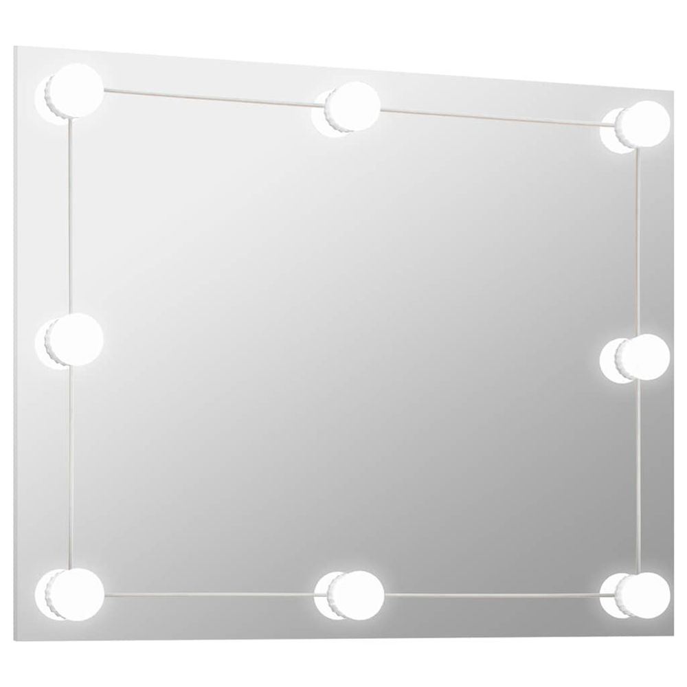 Miroir mural sans cadre avec lampes led rectangulaire verre