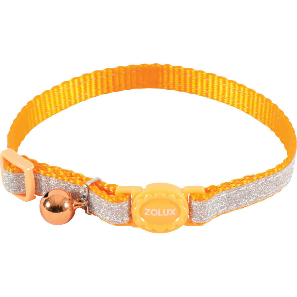Collier shiny nylon réglable de 17 à 30 cm orange pour chat