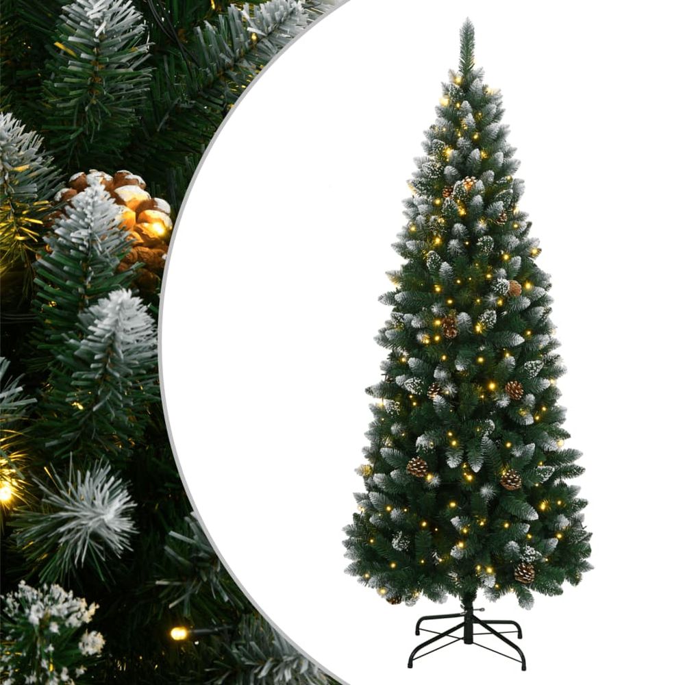 Sapin de noël artificiel enneigé 150 led pour salon vert 120 cm