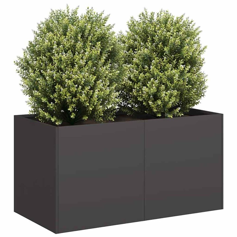 Jardinière rectangulaire acier pour terrasse balcon noir 80x40x40cm