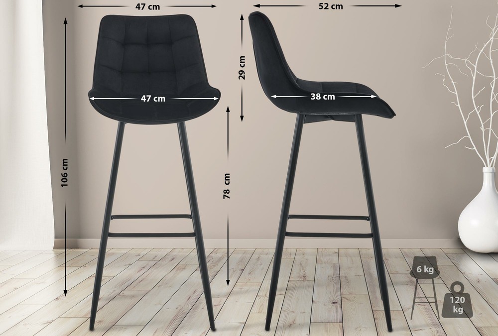 Tabouret de bar dartford velours