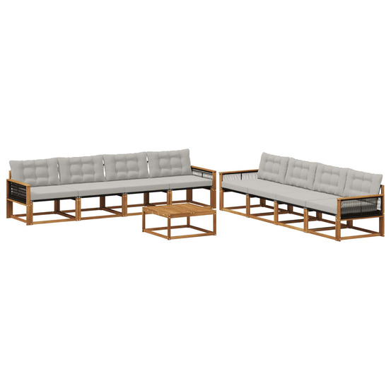 Ensemble de canapés d'extérieur 9 pcs naturel et gris clair