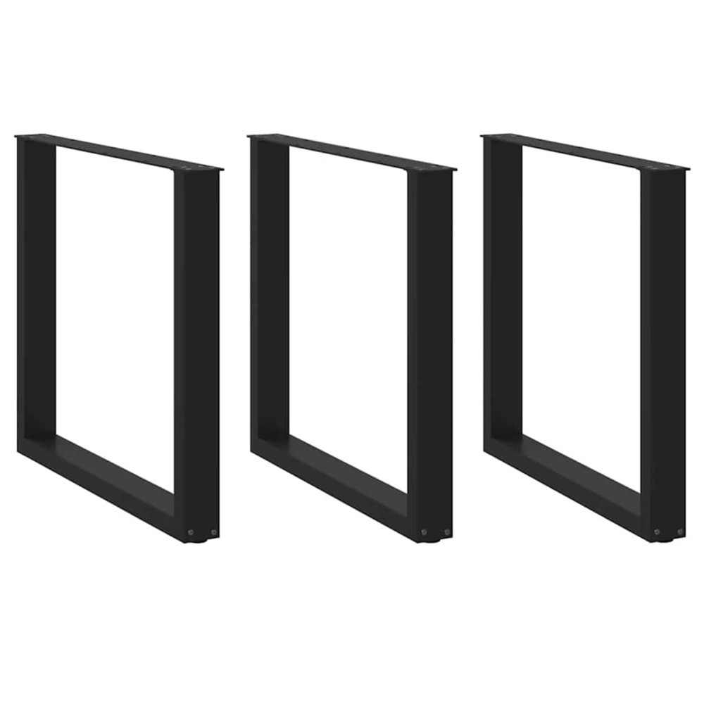 Pieds de table à manger en u 3 pièces noir 90 x (72-73) cm acier