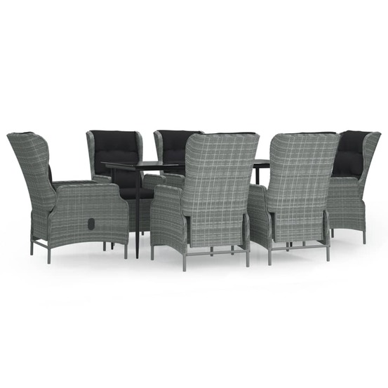 Ensemble à manger de jardin 7 pcs gris clair résine tressée
