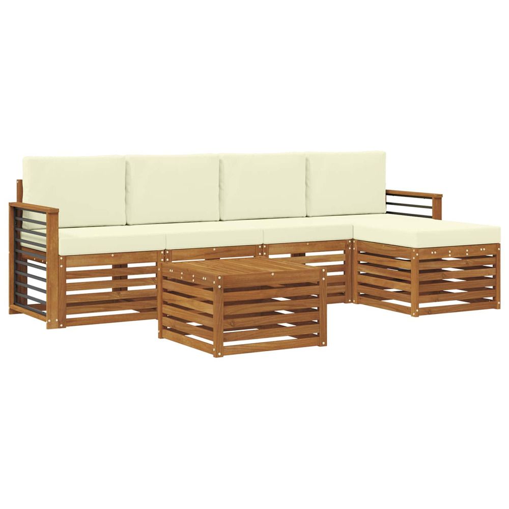 Ensemble de canapés d'extérieur 6 pc naturel et crème