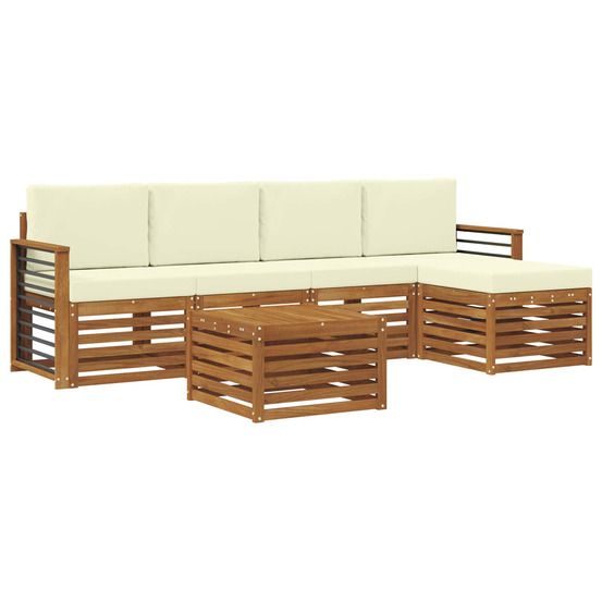 Ensemble de canapés d'extérieur 6 pc naturel et crème