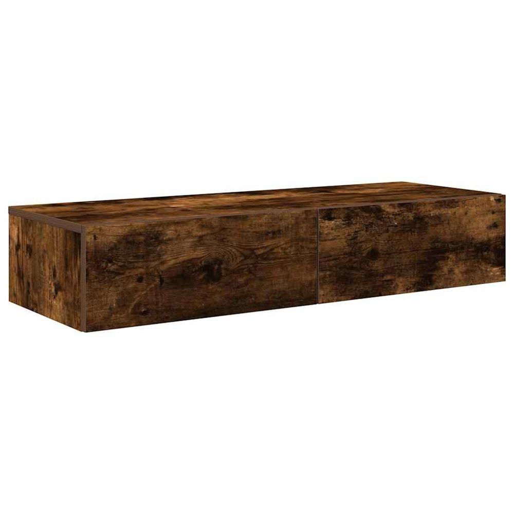 Étagère murale avec tiroirs chêne fumé bois d'ingénierie