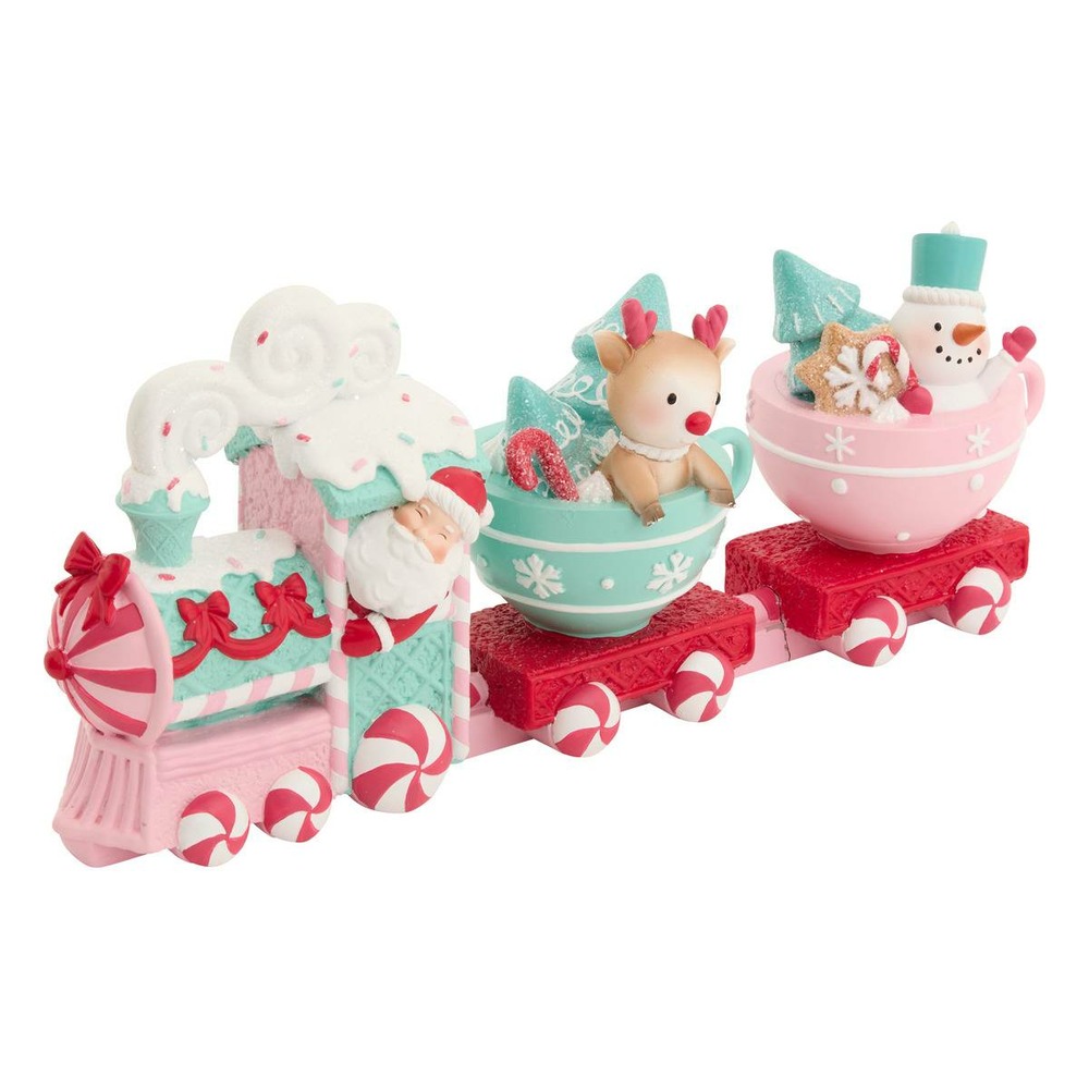 Train resine rose 37,5cm
