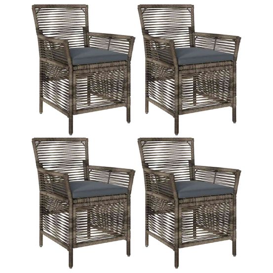 Chaise d'extérieur 4 pc gris et gris foncé polyrotin