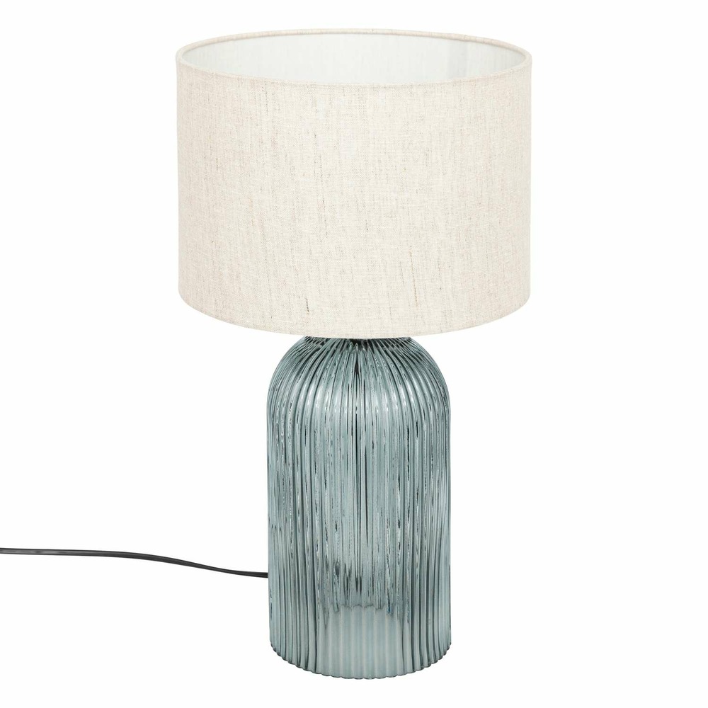 Lampe cylindre en verre - h. 42,5 cm - bleu