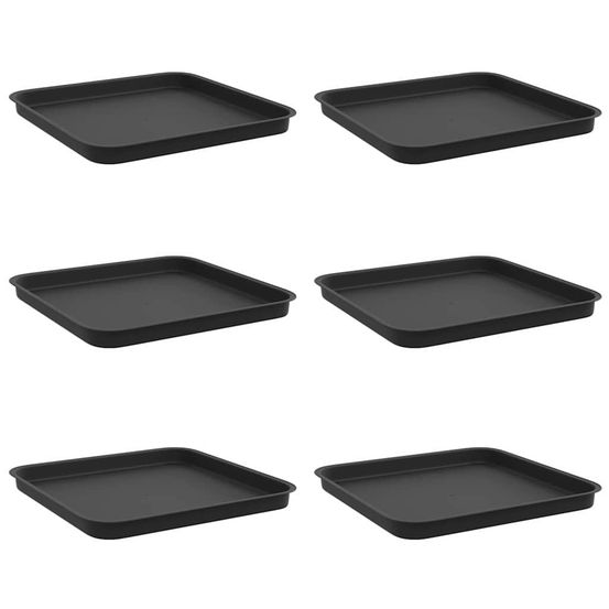 Plateau carré à fleurs 6 pc noir 32 x 32 x 2,5 cm plastique