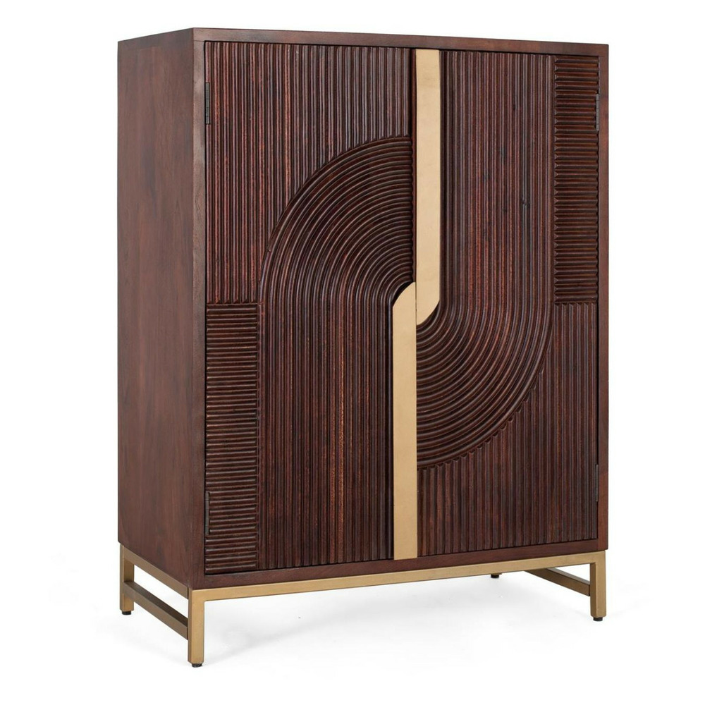 Meuble rangement bouteilles 1 tiroir 2 portes bois marron - décoration d'autrefois