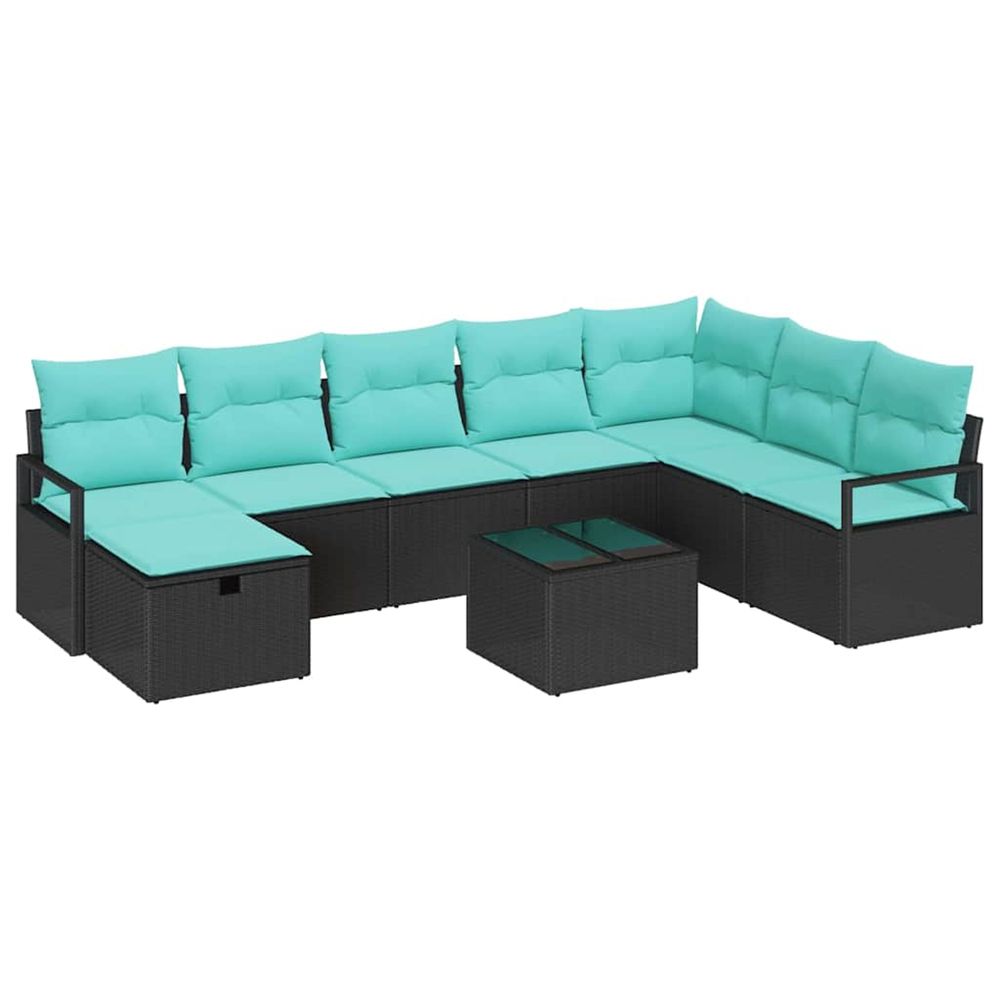Ensemble de canapés 9 pc noir polyrotin