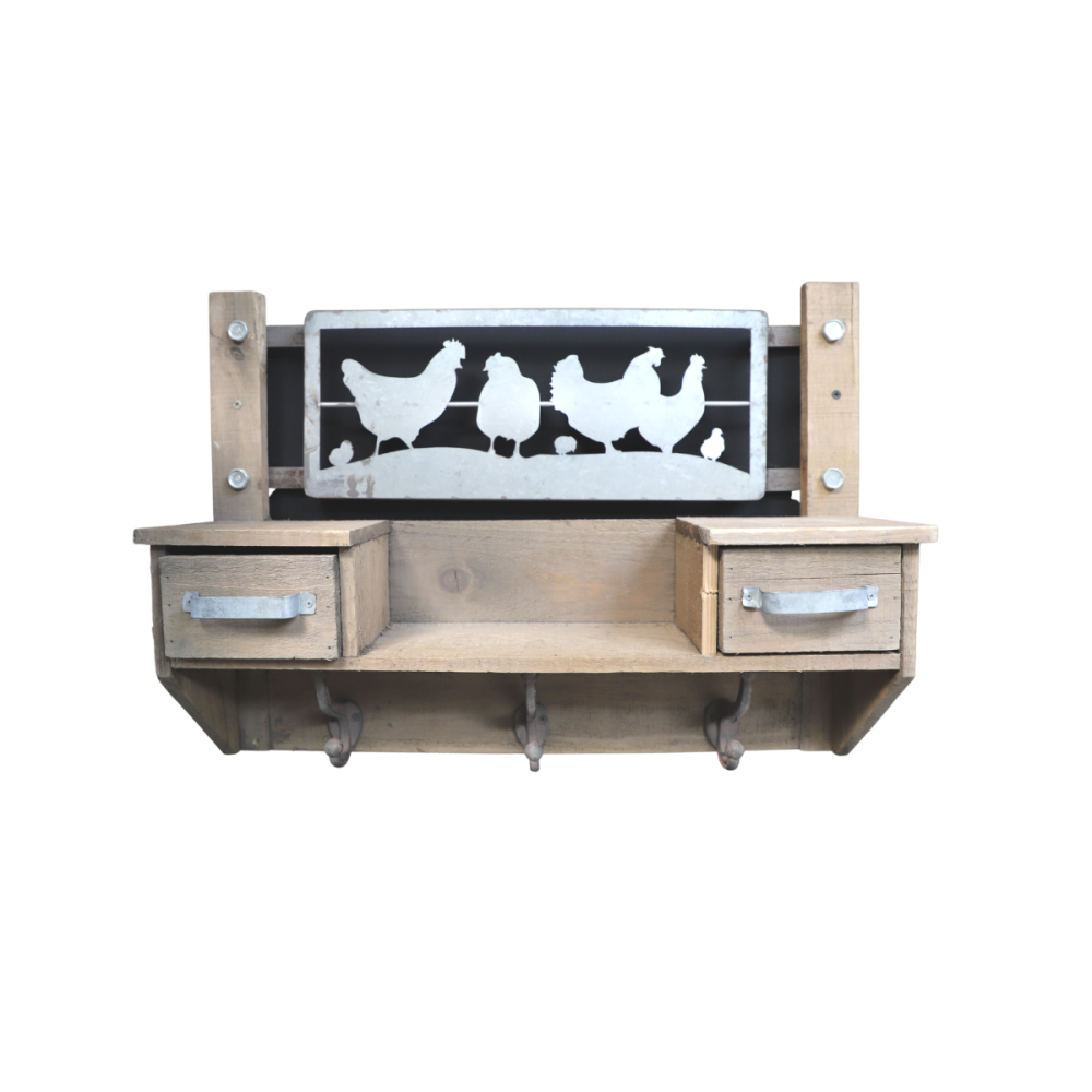 Etagère murale en bois et métal marron 55 x 13 x 41 cm