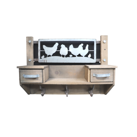 Etagère murale en bois et métal marron 55 x 13 x 41 cm