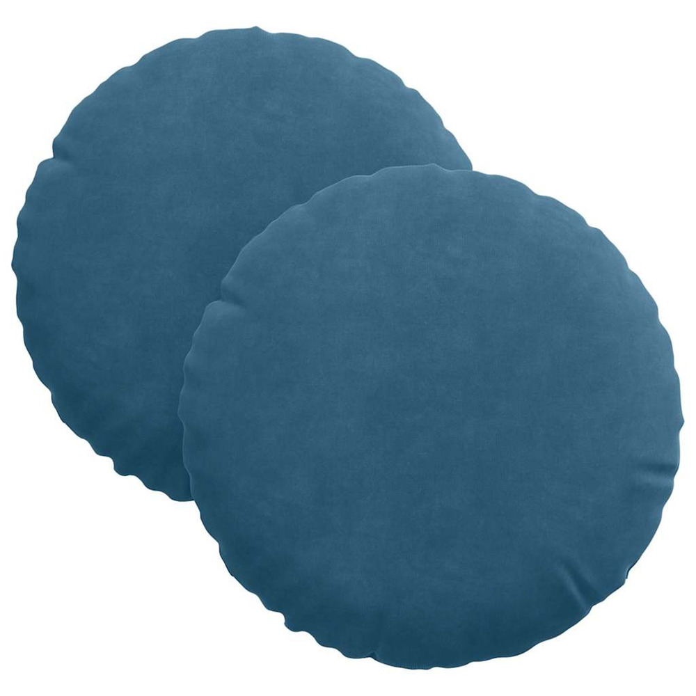 Coussins de siège 2 pcs bleu ø 40 x 13 cm velours