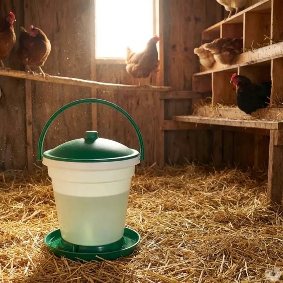 Abreuvoir seau à anse blanc et vert contenance 18 l olba
