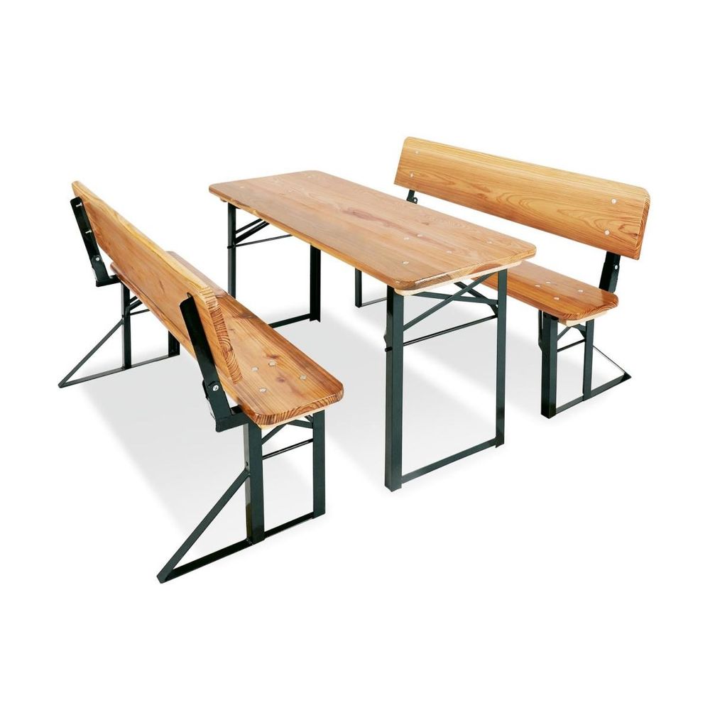 Ensemble table et bancs avec dossier en bois pinolino sepp - idéal pour enfants