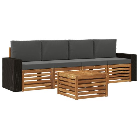 Ensemble de canapés d'extérieur 5 pc naturel et anthracite