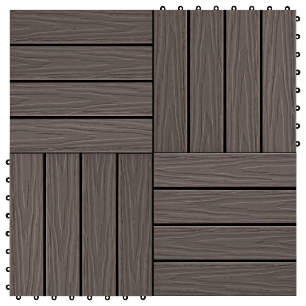 Carreau de terrasse en relief 11 pcs wpc 30x30 cm 1 m² marron