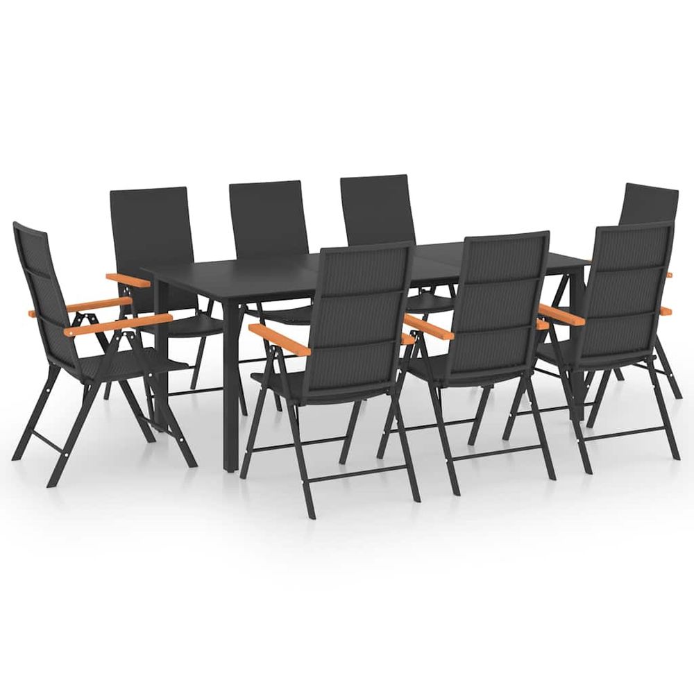 Ensemble à manger de jardin 9 pcs noir et marron