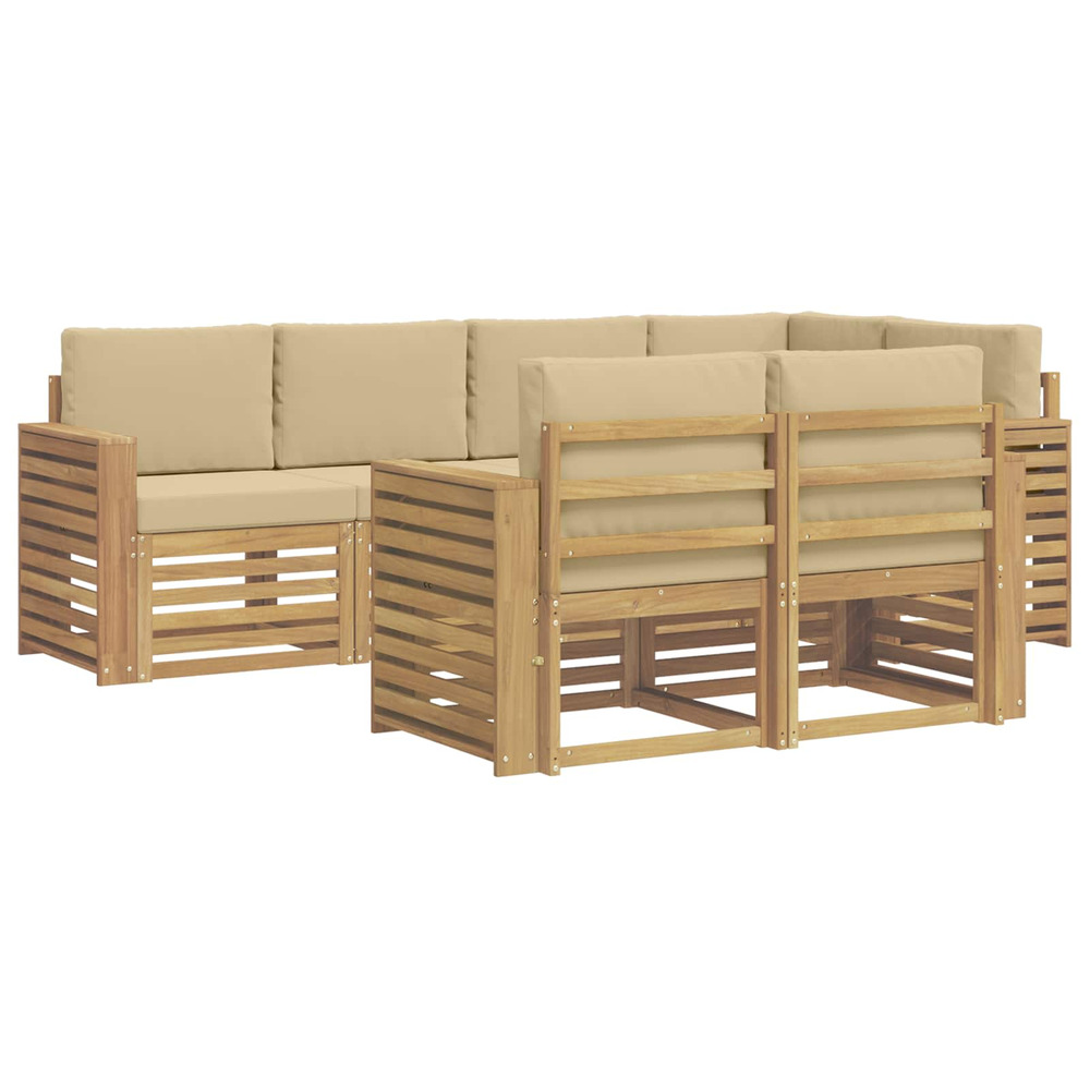 Ensemble de canapés d'extérieur 7 pcs blanc et beige