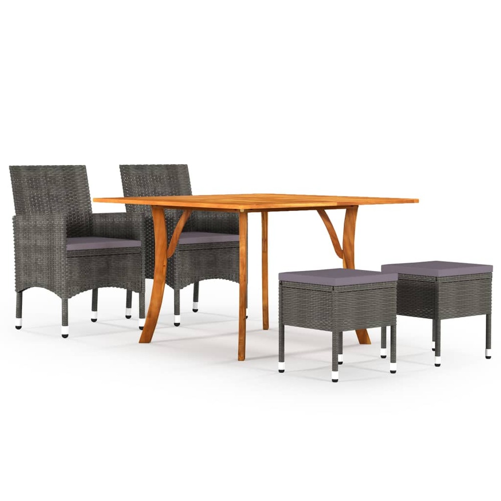 Ensemble de salle à manger de jardin 5 pcs gris