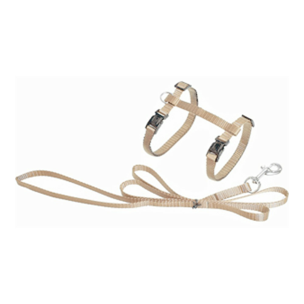 Harnais et laisse de 1,10 mètre beige pour chat