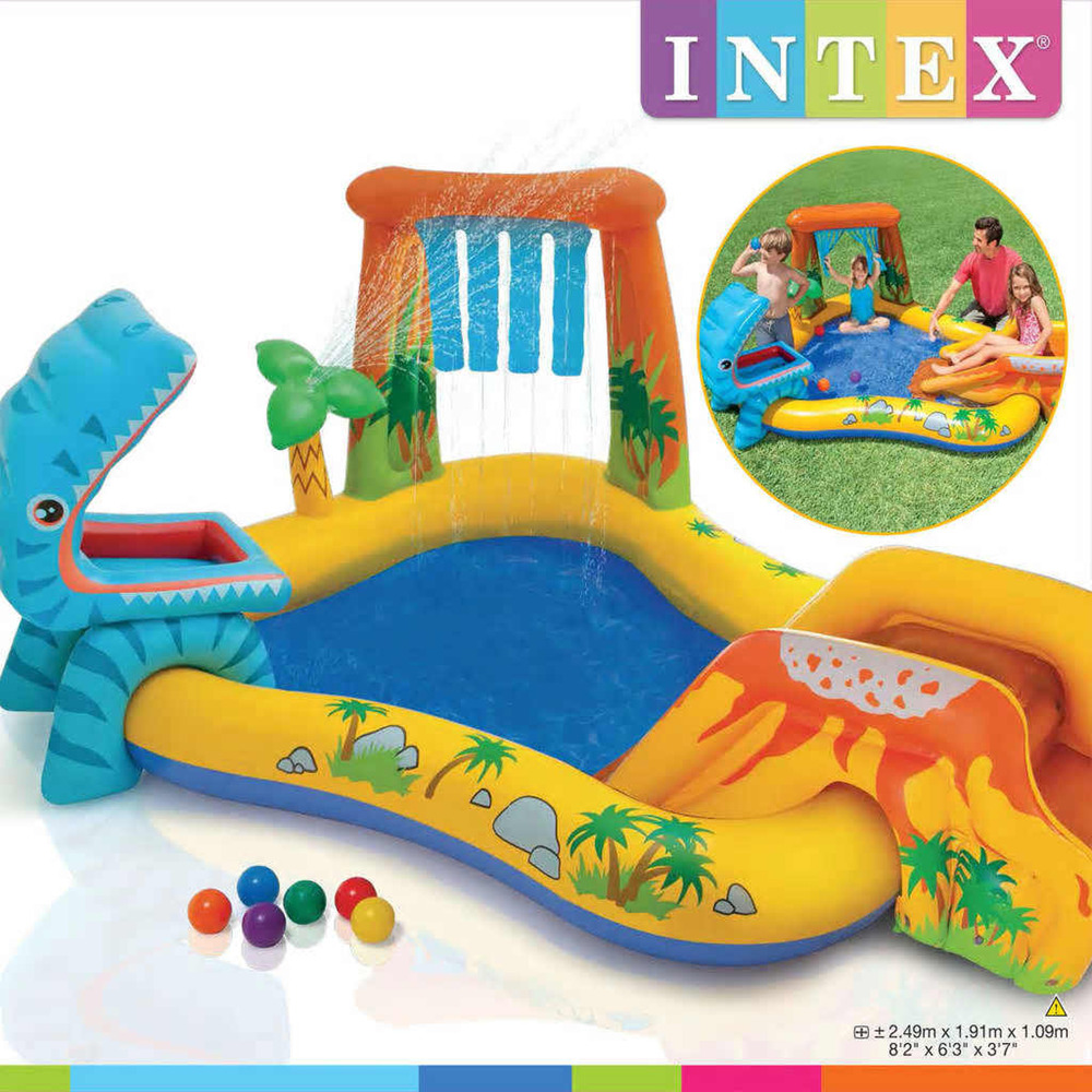 Piscine gonflable dinosaur play center 249x191x109 cm 57444np