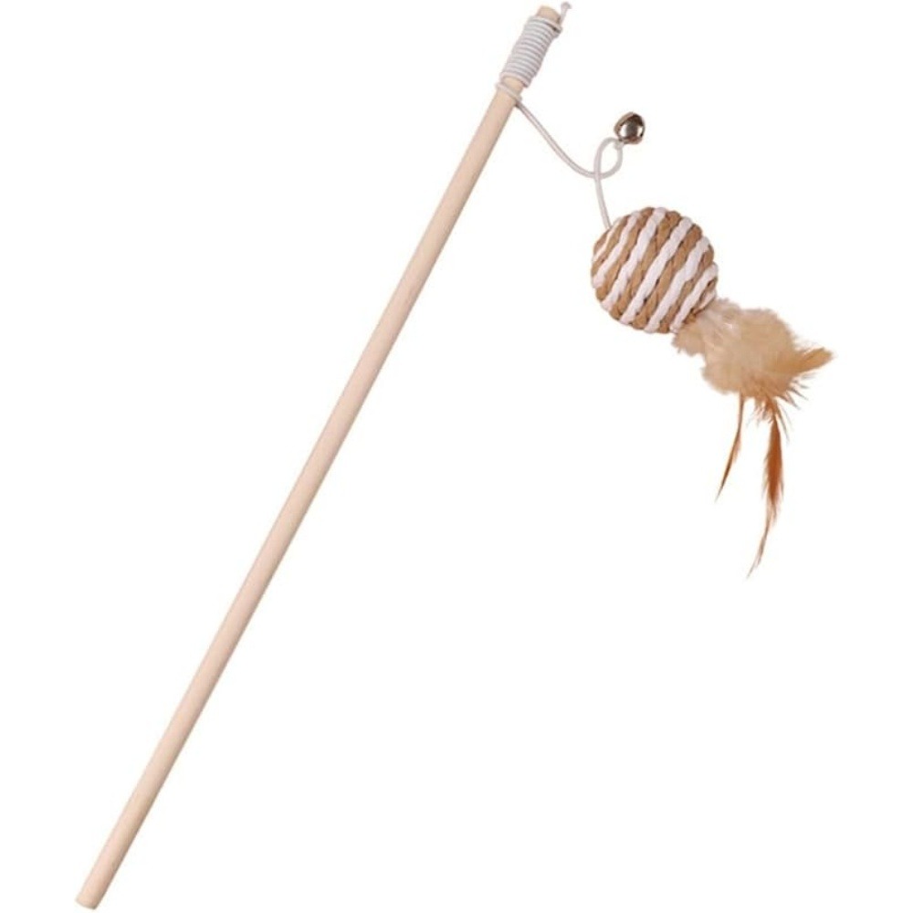 Jouet plumes chat bâton bois interactive clochette
