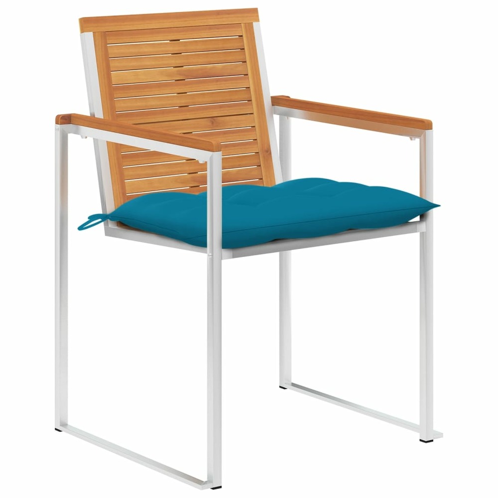 Chaises de jardin lot de 4 avec coussins bois d'acacia massif