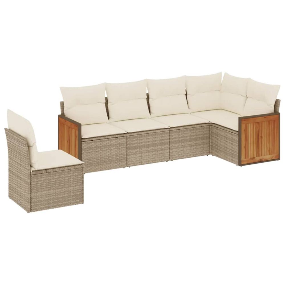 Salon de jardin avec coussins 6 pcs beige résine tressée