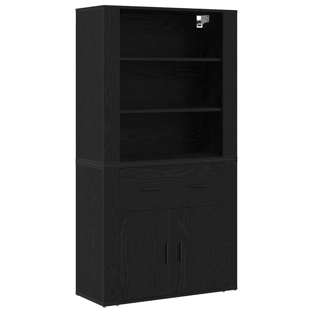 Haut armoire chêne noir 80 x 33 x 150 cm bois d'ingénierie