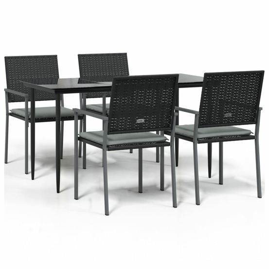Ensemble à manger de jardin 5 pcs coussins résine tressée acier