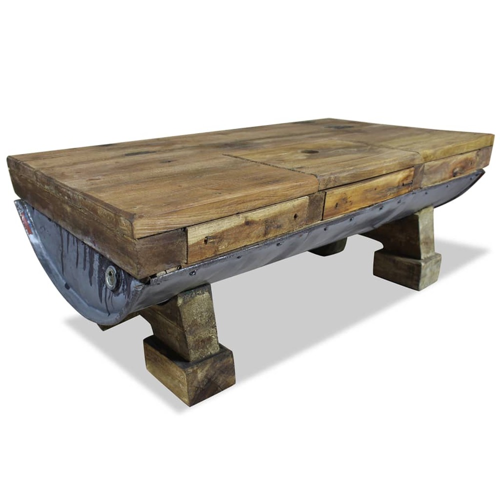 Table basse bois de récupération massif 90x50x35 cm