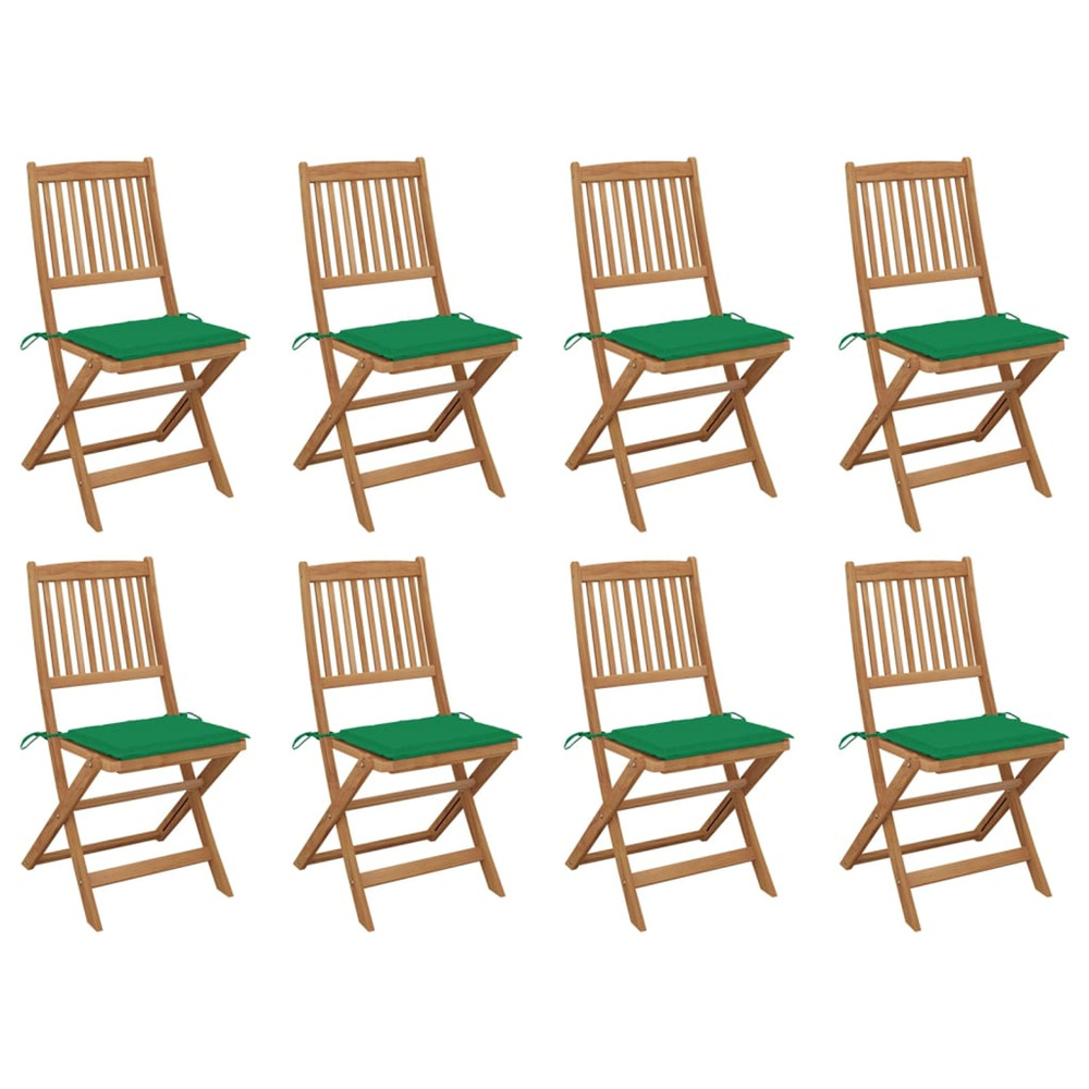 Chaises pliables d'extérieur et coussins lot de 8 bois d'acacia