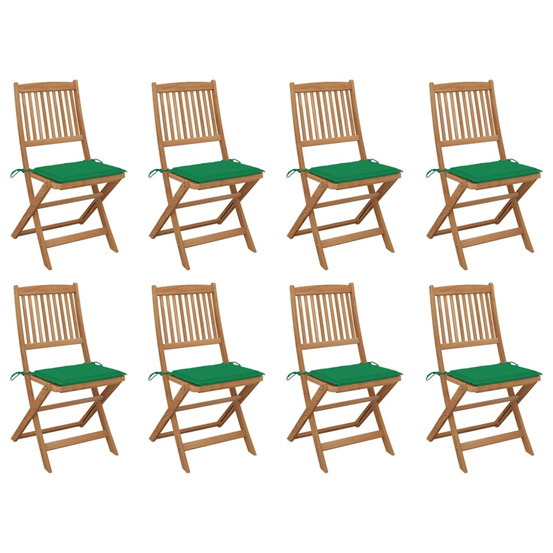 Chaises pliables d'extérieur et coussins lot de 8 bois d'acacia