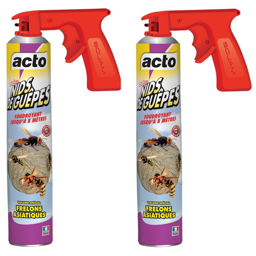 Lot de 2 aérosol acto spécial nids de guepes - efficacité professionnelle - volu