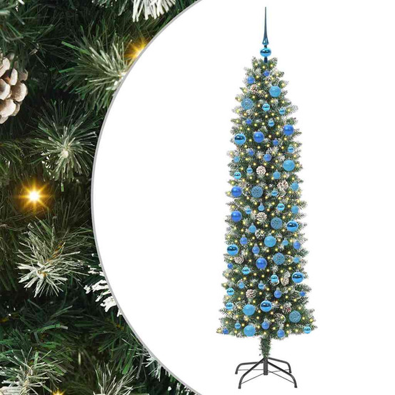 Arbre de noël artificiel slim avec 300 led vert et blanc 180 cm