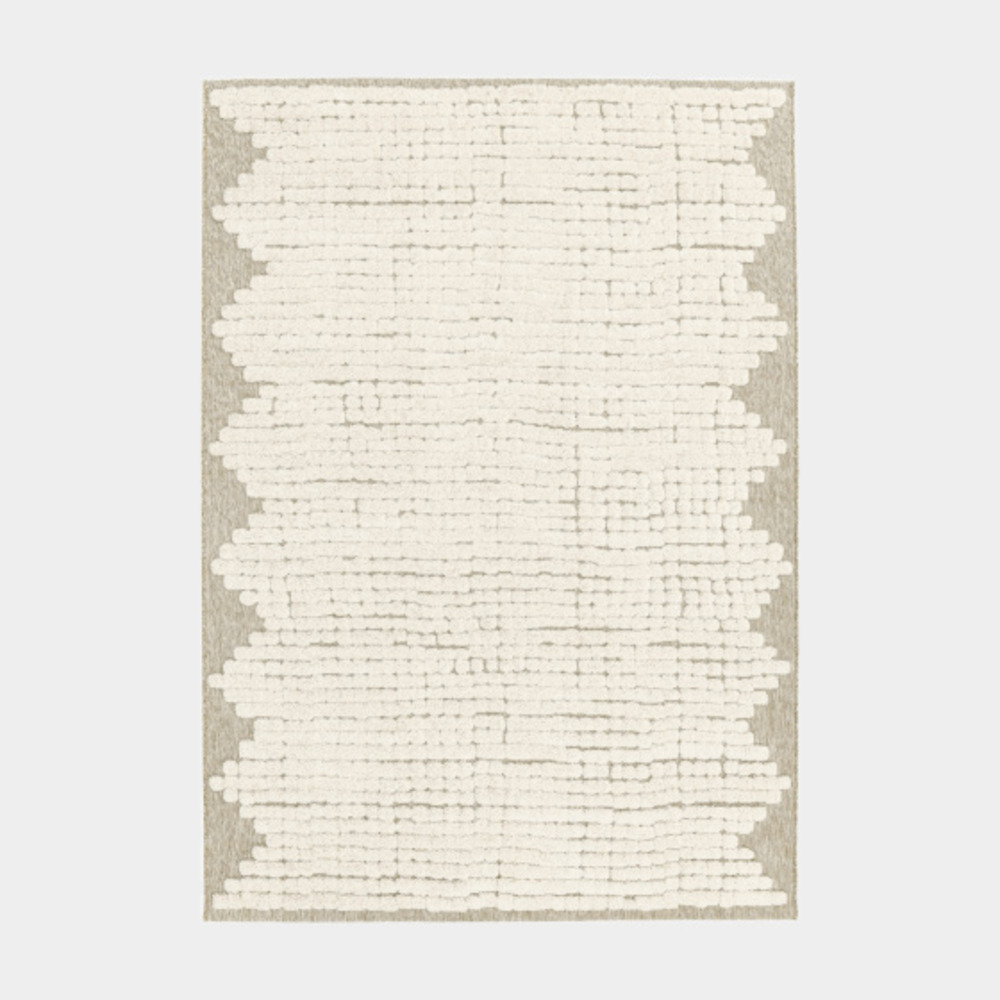 Tapis de salon en matière recyclée - ode à la vie - beige et crème - 80 x 150 cm