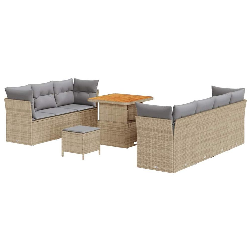 Ensemble de canapé de jardin 10 pcs beige et gris clair