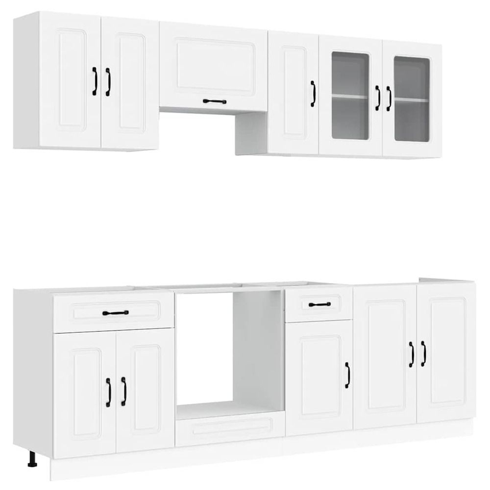 Ensemble d'armoires cuisine 8pcs kalmar blanc bois d'ingénierie