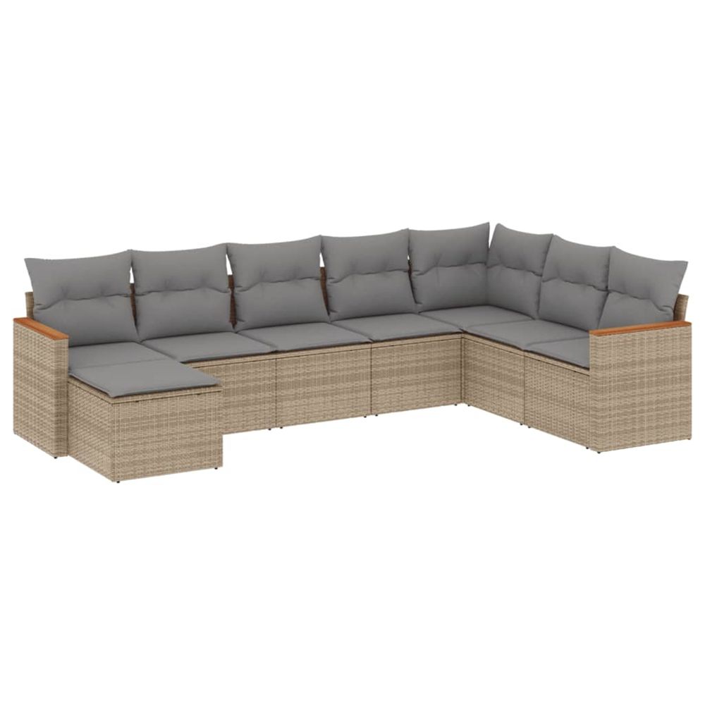 Salon de jardin avec coussins 8pcs mélange beige résine tressée